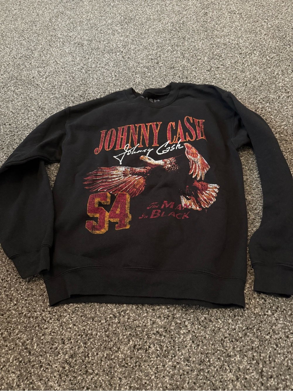 Buckle Black Johnny Cash Graphic Sweatshirt with Red/Gold Details